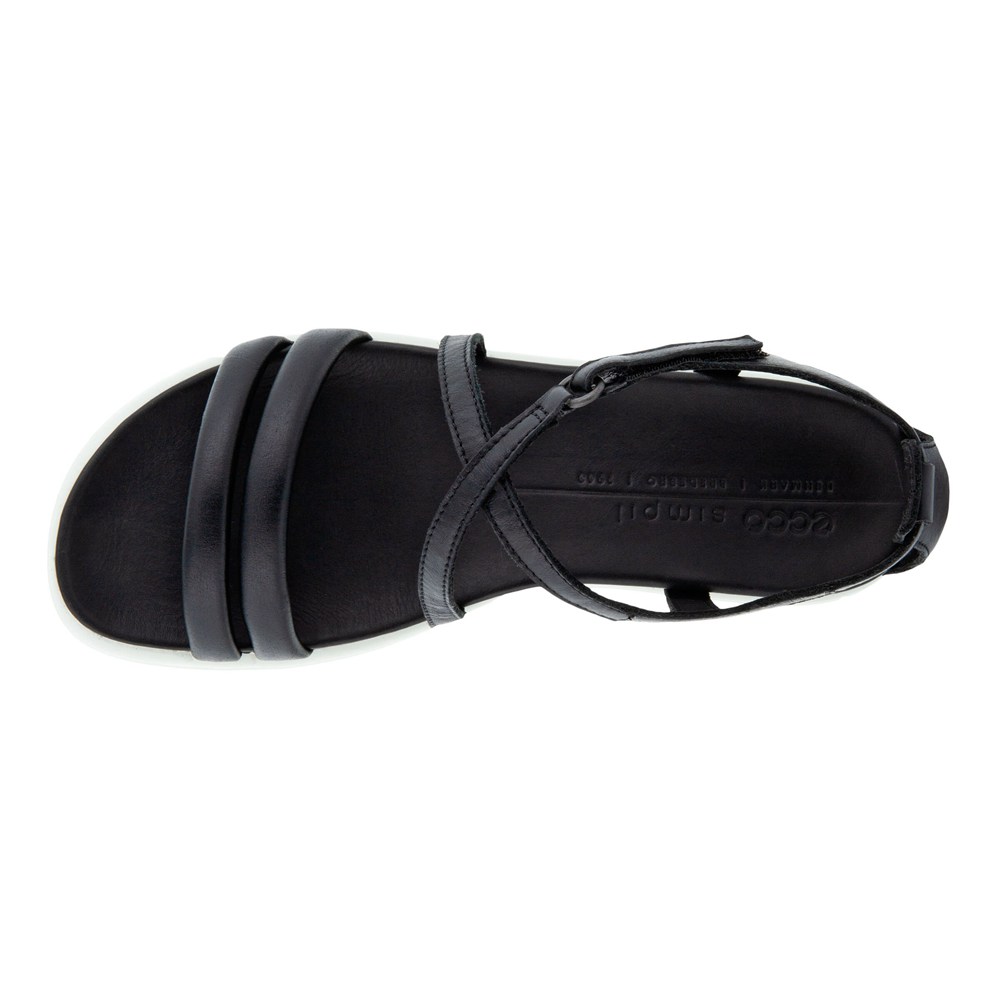 ECCO Womens Sandals Black - Simpil Flat - QJF-028691